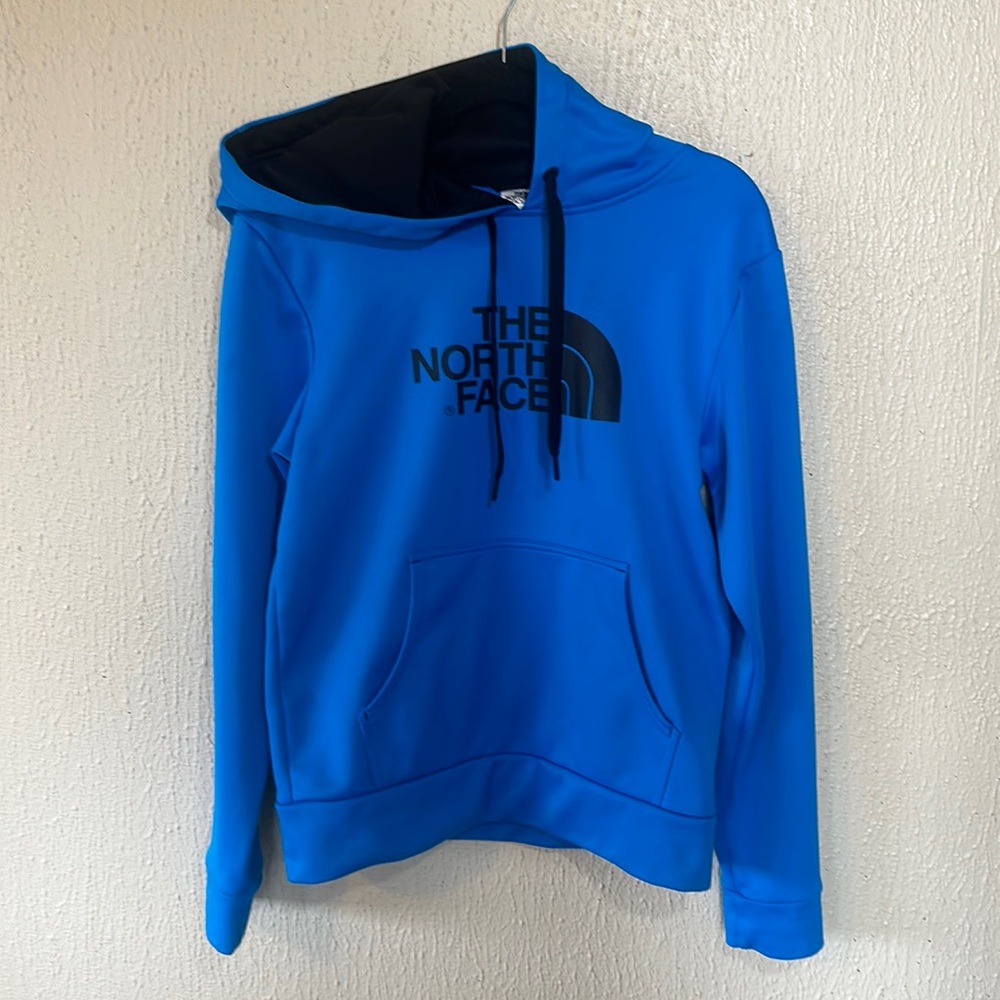 The North Face Men’s Small Blue/Black Logo Hoodie Sweatshirt Kangaroo Pk…
